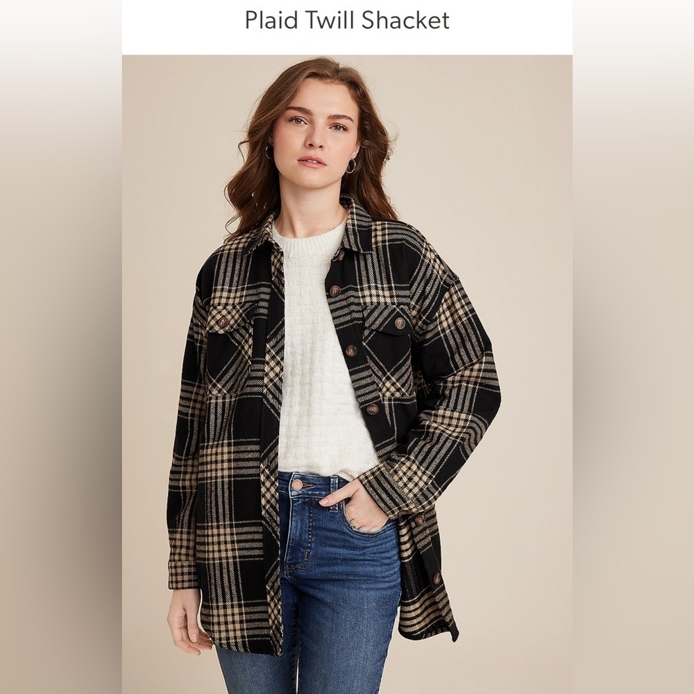 Maurices Plaid Twill Shacket heavy flannel fabric size XS